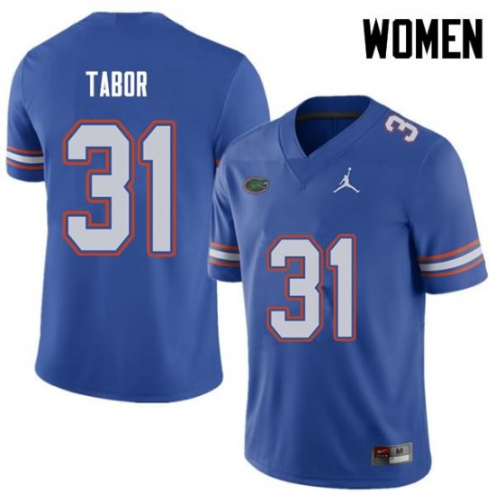 Women's Florida Gators #31 Teez Tabor NCAA Jordan Brand Royal Authentic Stitched College Football Jersey KUF4762VN